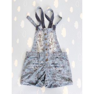 Denim overall shorts